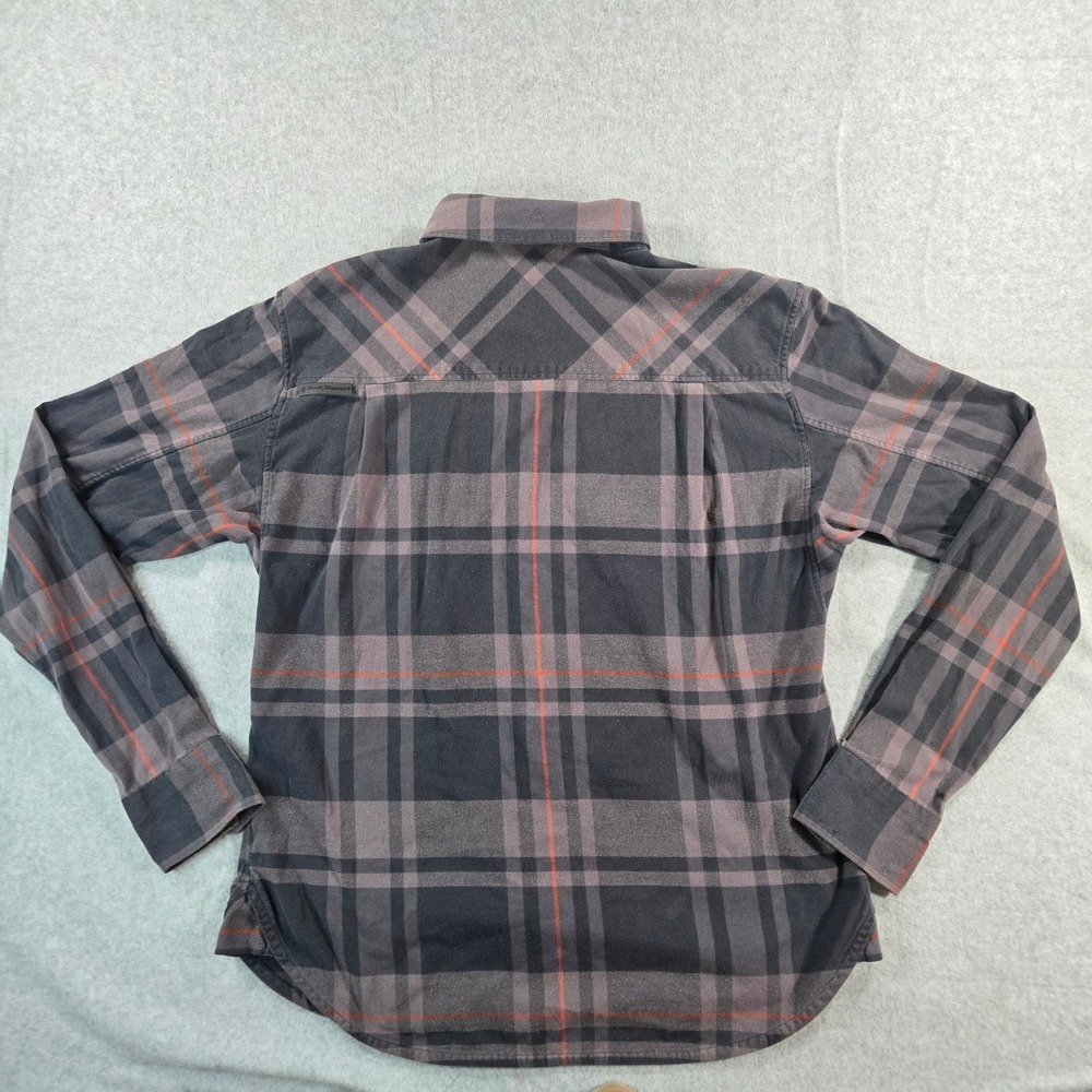 Black Diamond Mens Plaid Flannel Button Down Shirt Grey Black Orange Medium - Picture 3 of 16